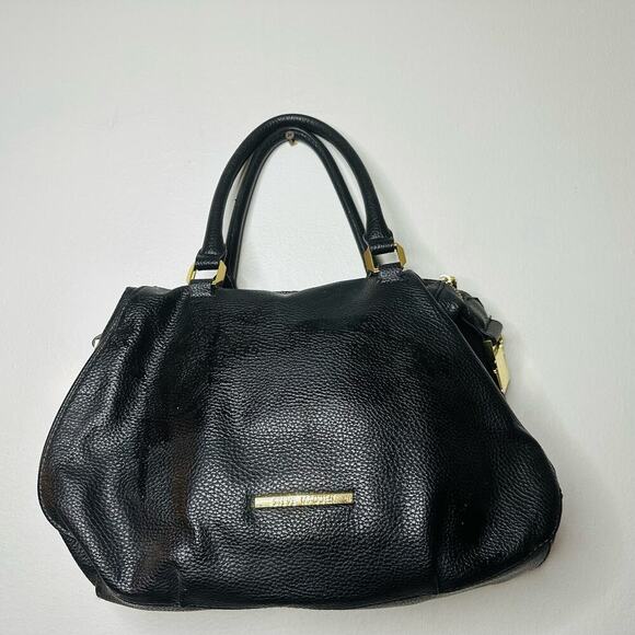 STEVE MADDEN Women's Black Embossed Faux Leather Gold Accent Handbag Purse - Picture 8 of 12